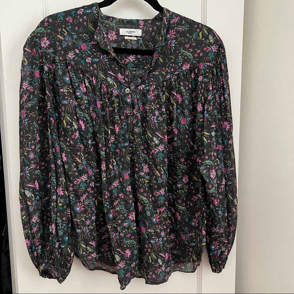 Isabel Marant Etoile Miledia Top, Black/Multicolor, 34FR / 2US